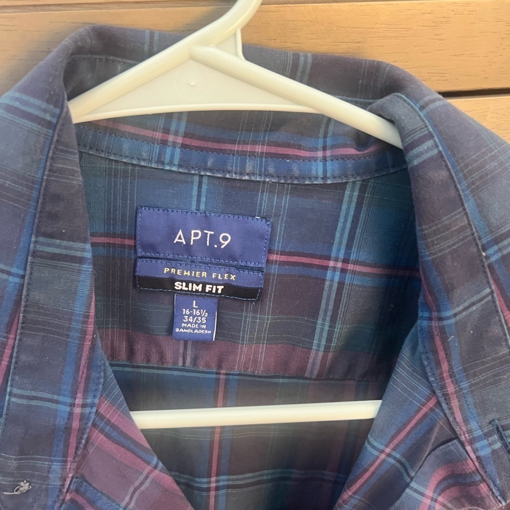 Apt. 9 Navy and Burgundy Plaid Shirt - Picture 2 of 6